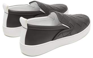 Bottega Veneta Intrecciato-weave Leather Slip-on Trainers - Mens - Grey