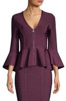 Thumbnail for your product : Herve Leger Bell-Sleeve Zip-Front Peplum Jacket