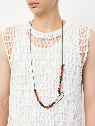 Ann Demeulemeester beaded safety pin necklace