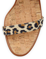 Thumbnail for your product : Manolo Blahnik Sales Crisscross Leopard-Print Leather Cork Wedge