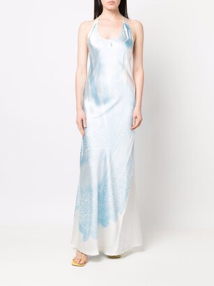 Victoria Beckham Lace-Print Satin Gown