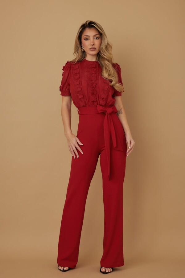 Whistles Red Frill Jumpsuit Red Sleeve Jumpsuit ShopStyle