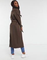 Thumbnail for your product : ASOS Tall ASOS DESIGN Tall hero robe belted coat in brown