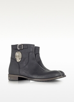 Thumbnail for your product : Philipp Plein Black Ankle Boots w/Crystals Skull