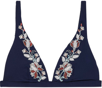 Jets Kindred Embroidered Triangle Bikini Top - ShopStyle Two Piece ...