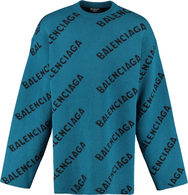 Balenciaga Men's Blue Crewneck Sweaters | ShopStyle