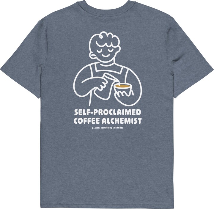 Anchor & Crew Dark Heather Blue Gustatory Coffee Alchemist Organic Cotton Embroidered T-Shirt - Men