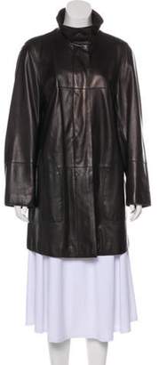 Akris Leather Button-Up Coat Leather Button-Up Coat