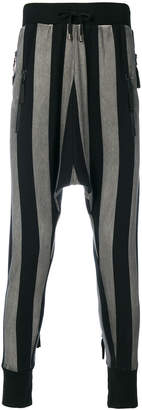 Unconditional striped drop-crotch trousers