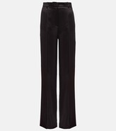 Mid-rise silk and wool pants 