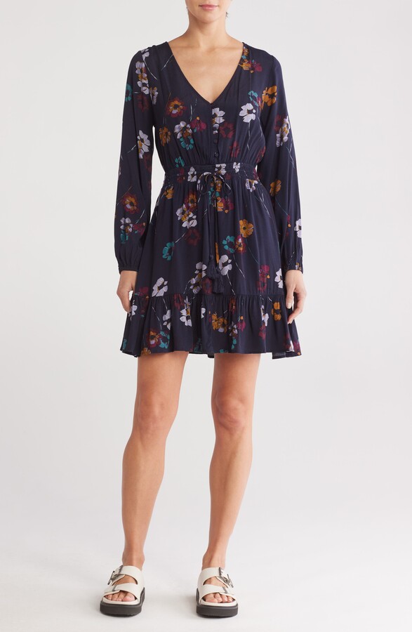 Love Stitch Long Sleeve Floral Print Dress