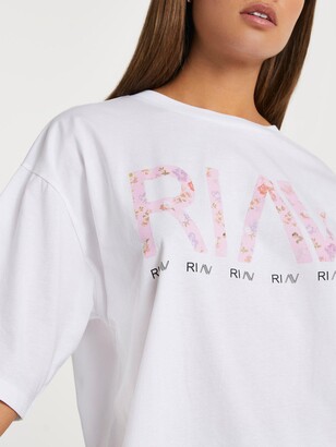 River Island Ri Active Slogan T-shirt-white