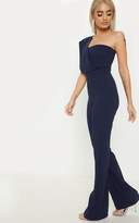Thumbnail for your product : PrettyLittleThing Petite Navy Drape One Shoulder Jumpsuit