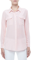 Thumbnail for your product : Equipment Linear Hoops Slim Signature Silk Pocket Blouse