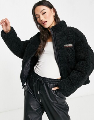 Napapijri Box borg puffer jacket in black - ShopStyle