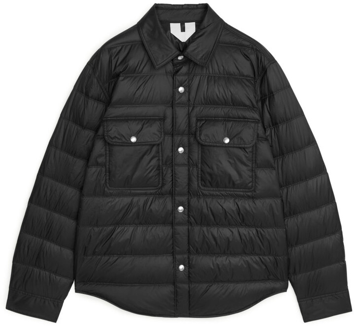 quilted down shirt jacket