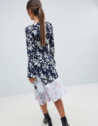 Missguided Mixed Floral Asymmetric Dress