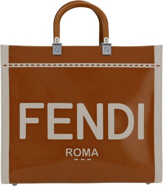 Fendi Roma Brand Embroidered Canvas And Leather Tote Bag – Queen