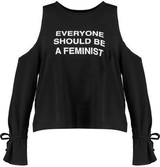boohoo Plus Emma Feminism Open Shoulder Sweat Top