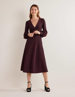 Boden Purple Sparkle Metallic Jersey Midi Dress