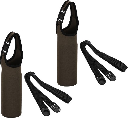 Unique Bargains Neoprene Insulated Removable Shoulder Straps Water Bottle Sling Bags 2.64"x7.28" 2 Pcs Coffee