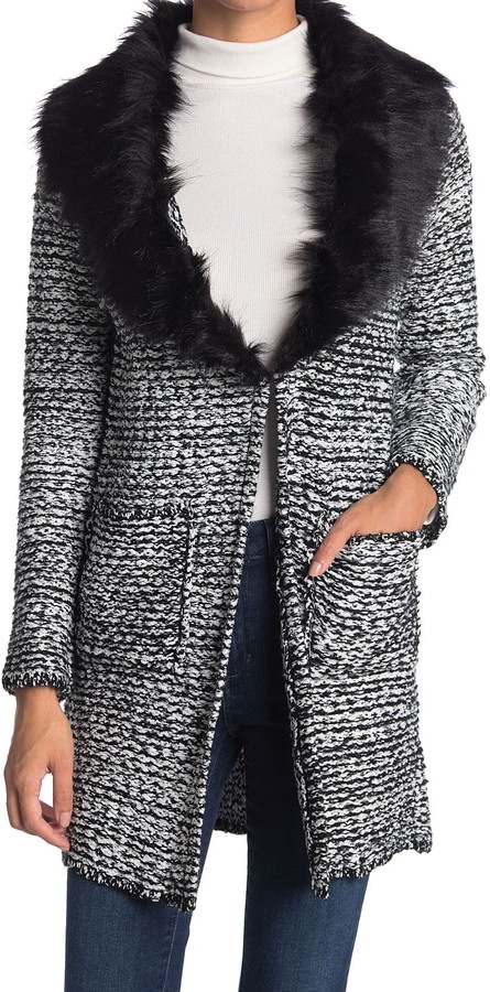 faux fur sleeve jumper dress