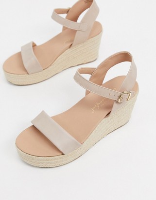 New Look faux leather espadrille wedges in cream