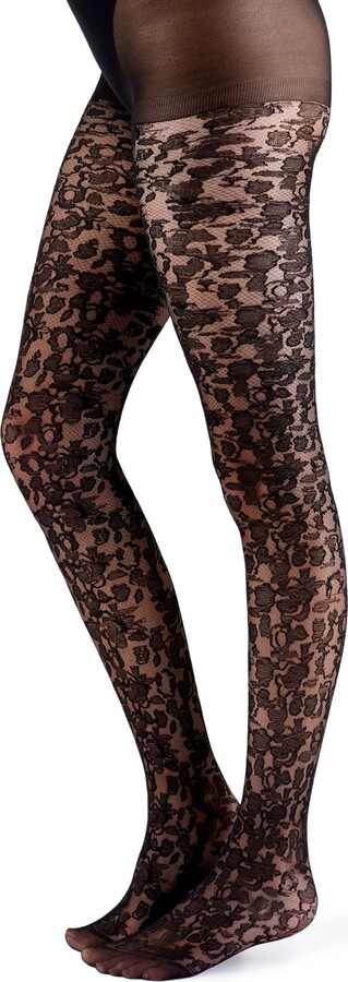 Out From Under Denim Printed Floral Tights