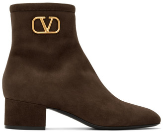 Valentino Brown Garavani VLogo Boots