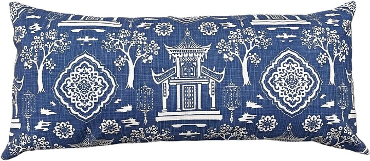 Augusta Buttoned Toile Box Pillow