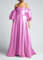Thumbnail for your product : J. Mendel Shimmered Silk-Jersey Gown with Removable Sleeves
