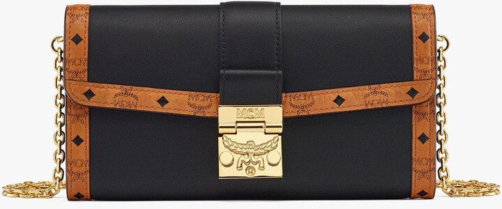 [MCM]★Tracy Leather Vicetos Mix Chain Wallet MCM Women's Tracy Chain Wallet in Leather Visetos Mix – Blue