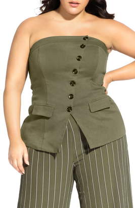 City Chic Button Front Strapless Corset Top