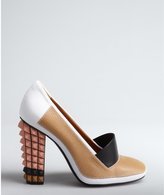 Thumbnail for your product : Fendi White And Tan Colorblock Pyramid Heel Pumps