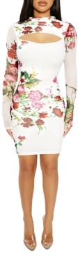 Naked Wardrobe The Nw Cut-Out Floral-Print Mini Dress