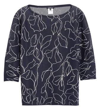 Lafayette 148 New York Chain Detail Floral Jacquard Sweater