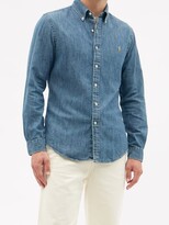 Thumbnail for your product : Polo Ralph Lauren Slim-fit Logo-embroidered Cotton-chambray Shirt - Denim