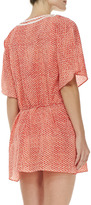 Thumbnail for your product : Tory Burch Savu Floral-Print Short-Sleeve Tunic Coverup