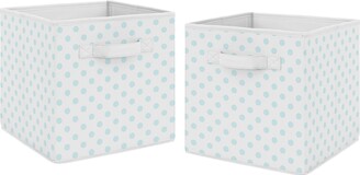 Sweet Jojo Designs Blue and White Polka Dot Collection Foldable Fabric Storage Bins - for the Watercolor Floral Shabby Chic Collection