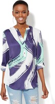 Thumbnail for your product : New York and Company Brushstroke-Print Hi-Lo Tunic