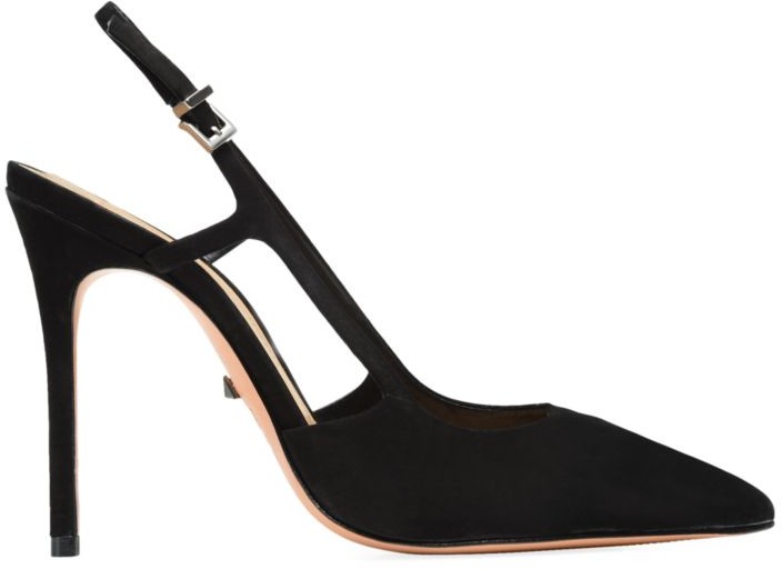 black suede slingback pumps