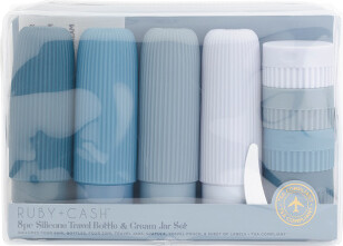 TJMAXX 8Pc Ribbed Silicone Bottle And Cream Jar Travel Set, Leather