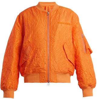 MHI Logo Embroidered Crinkled Bomber Jacket - Womens - Orange