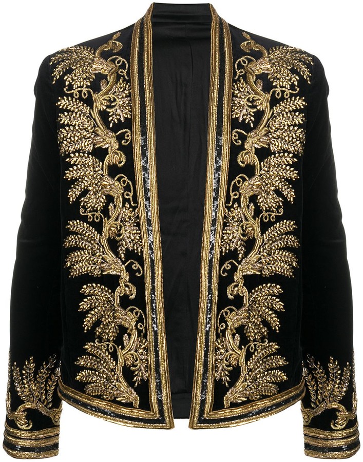 Balmain embroidered velvet Spencer jacket - ShopStyle