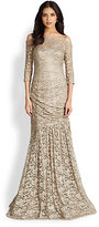 Thumbnail for your product : Teri Jon Metallic-Lace Off-The-Shoulder Gown