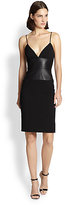Thumbnail for your product : L'Agence Sleeveless Leather-Waistband Dress