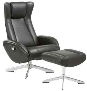 Orren Ellis Wapato 30 Wide Leather, Ergonomic Leather Chair With Ottoman