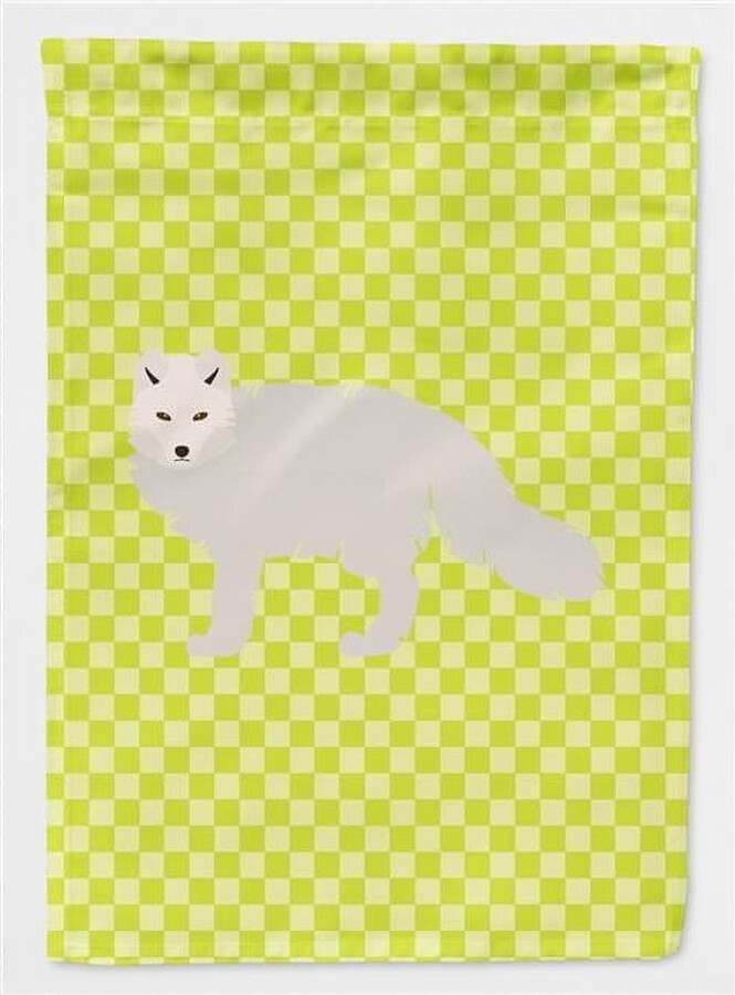 Caroline's Treasures BB7703CHF White Arctic Fox Green Flag Canvas House Size , Large, multicolor