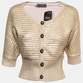 Gold Wool Knit Leather trimmed 