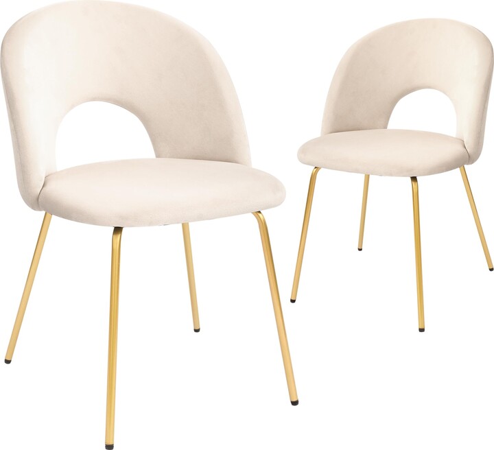 CangLong Velvet Seat Chair with Metal Legs for Kitchen Dining Room